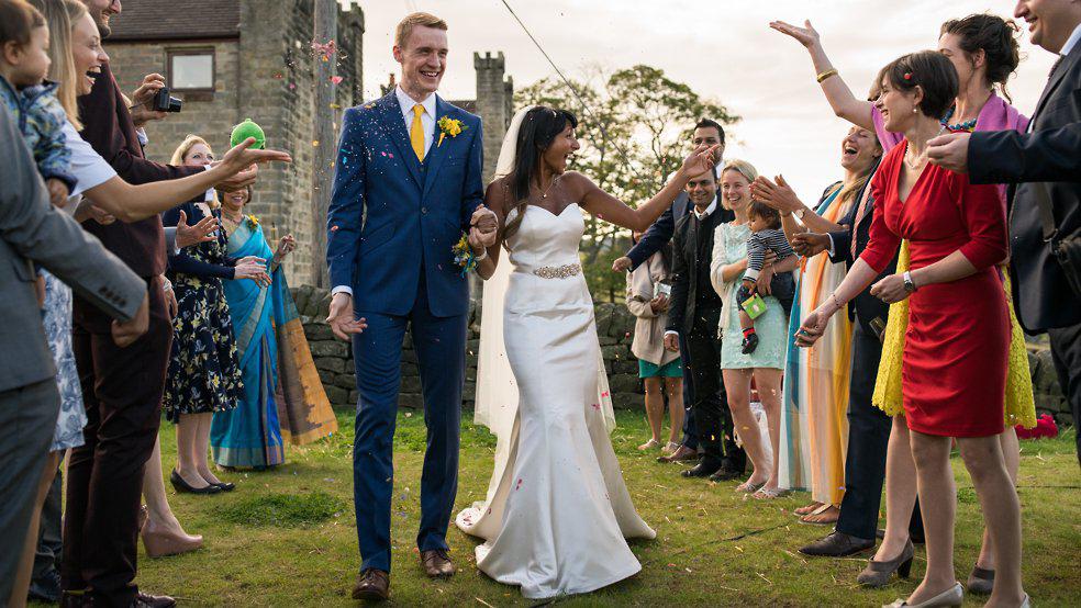 fun and laughter for the confetti at a fabulous Foxholes Farm wedding